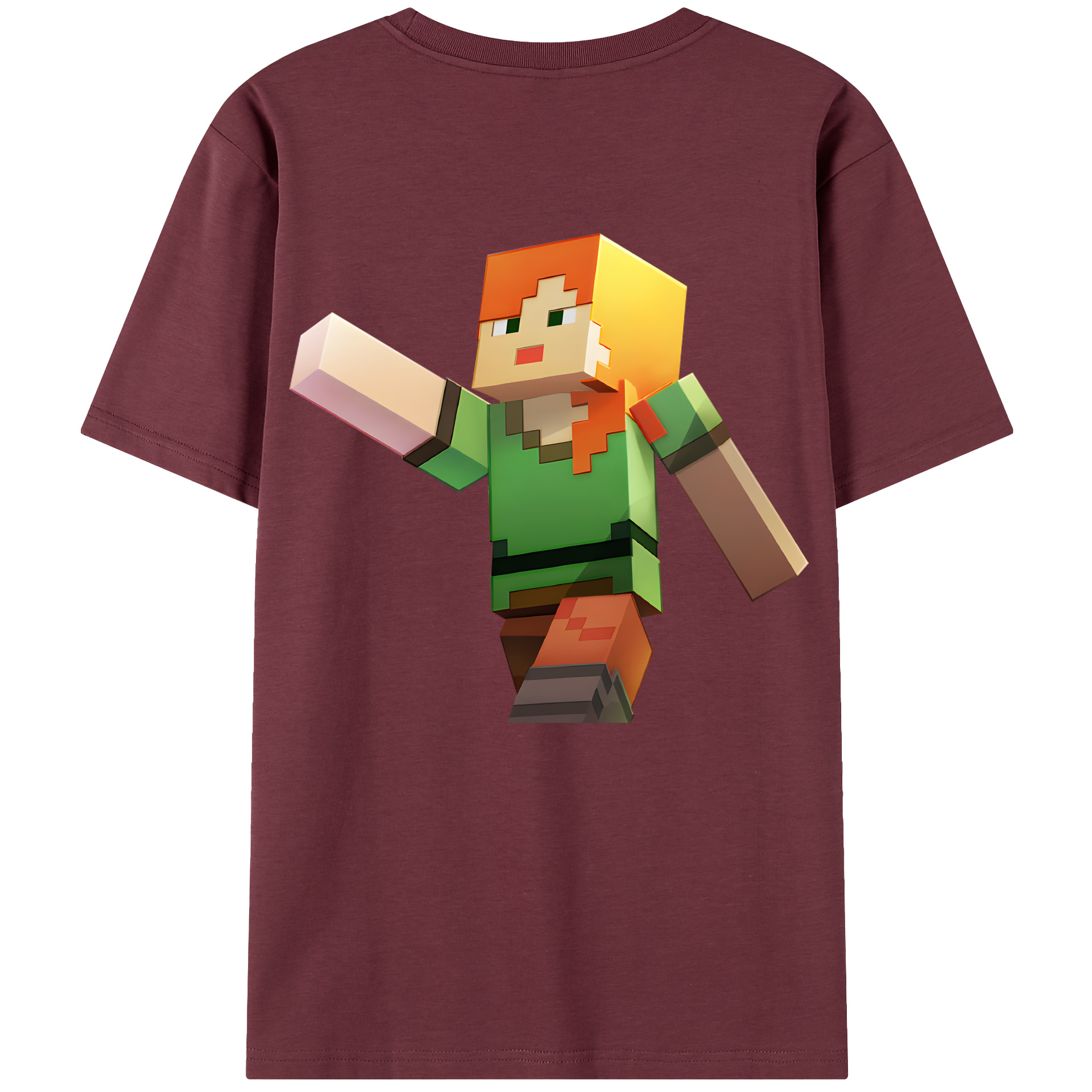 （画像用） マインクラフト ブロックの世界 Minecraft MC Block world 綿100％半袖Tシャツ（背面プリント）